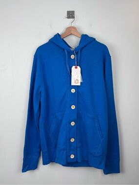 NWT Bolivares Button Down Cardigan Blue Cotton Men Large
